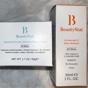 Lot: NEW BeautyStat 1: Universal C Skin Refiner; 2: Pro-Bio Moisture Boost Cream